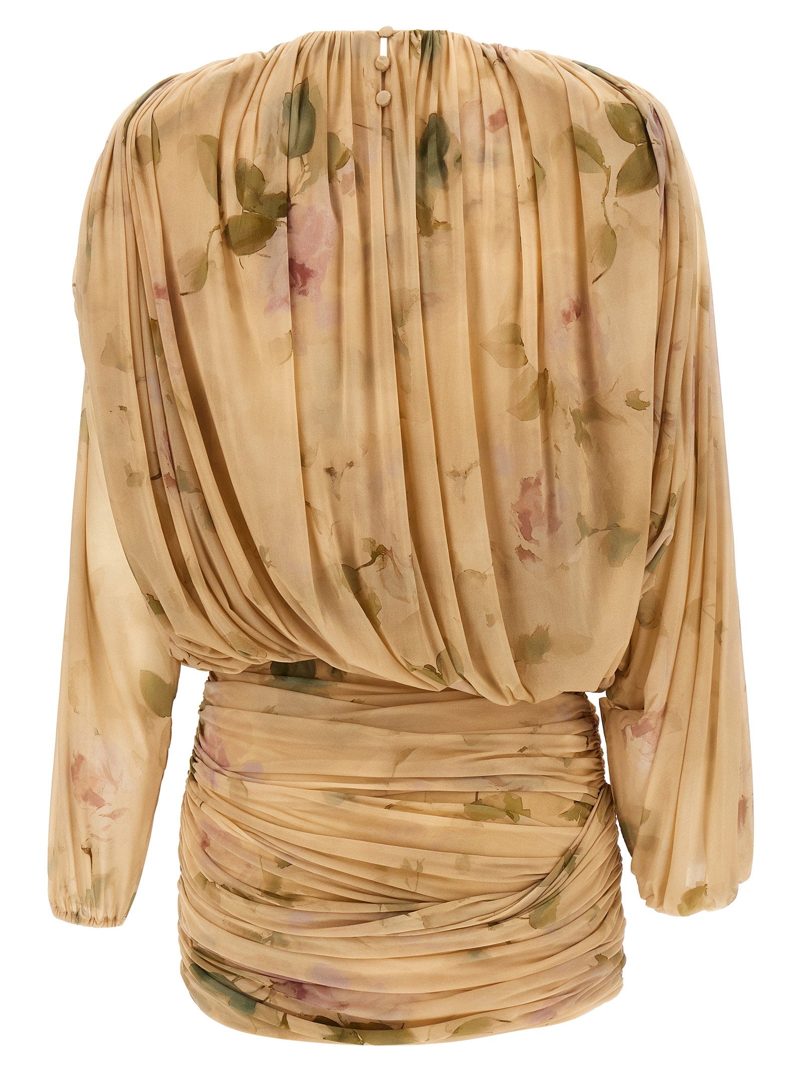 Magda Butrym Dress 07 Dress Printed With Drapes Beige
