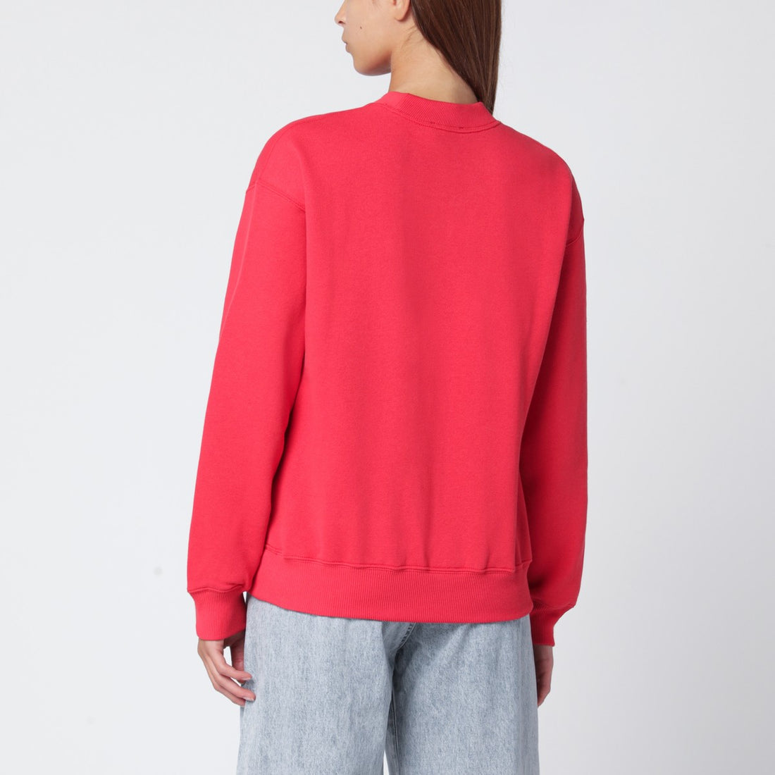 Polo Ralph Lauren Orange-Red Cotton-Blend Sweatshirt with Contrasting Logo Blue