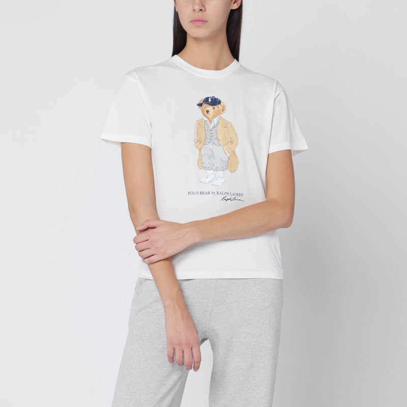 Polo Ralph Lauren White Polo Bear Cotton T-Shirt Blue