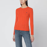 Polo Ralph Lauren Orange Wool and Cashmere Cable-Knit Sweater Orange