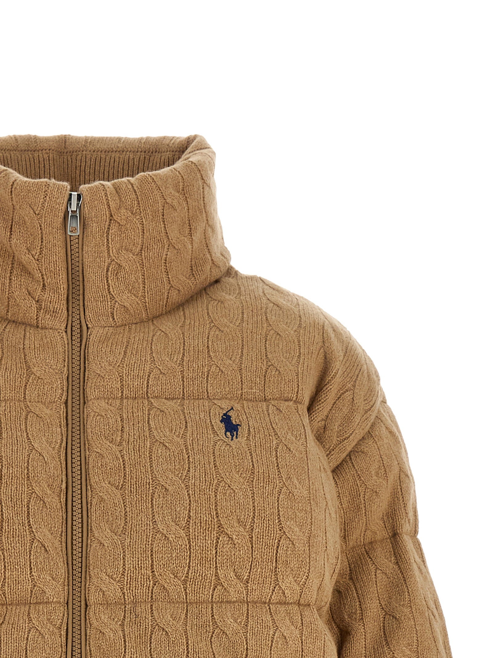 Polo Ralph Lauren Knitted Braided Down Jacket Beige