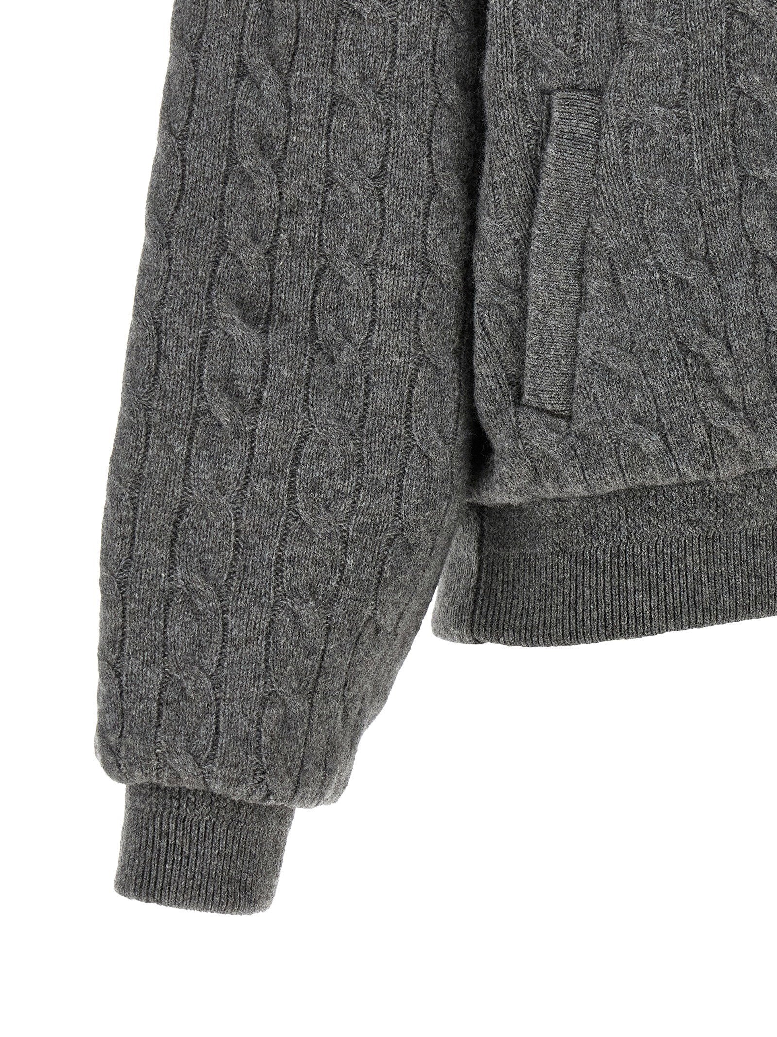 Polo Ralph Lauren Padded Knit Braided Bomber Jacket Gray