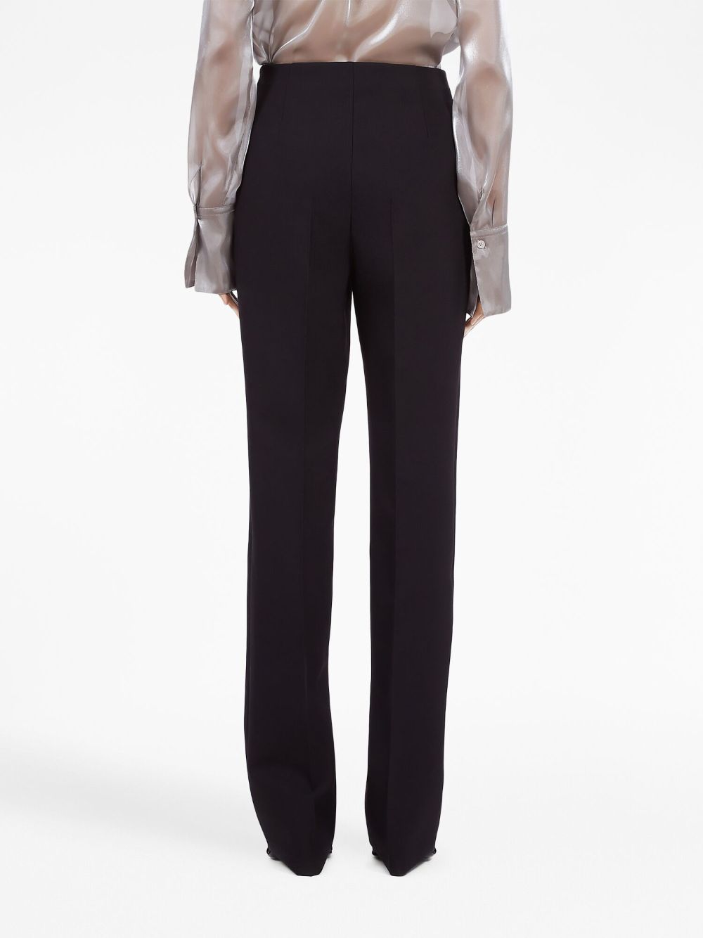 Ferragamo High-Waisted Virgin Wool Straight-Leg Trousers Black Black