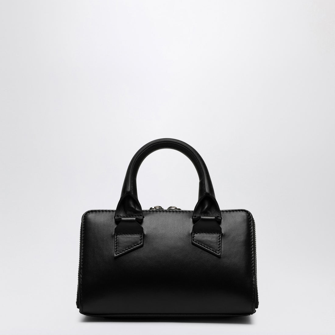 The Attico Black Leather Mini Bag with Double Zip and Logo Black