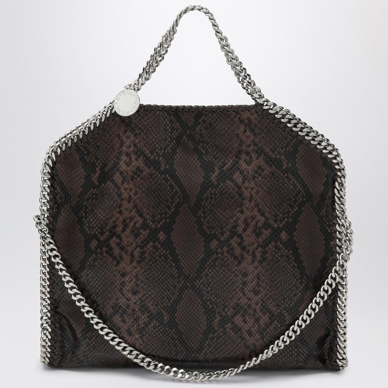 Stella McCartney Falabella Fold Over Shoulder Tote in Snake Print Brown