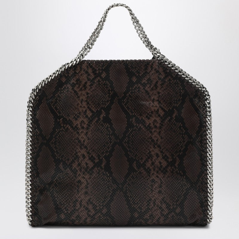 Stella McCartney Falabella Fold Over Shoulder Tote in Snake Print Brown