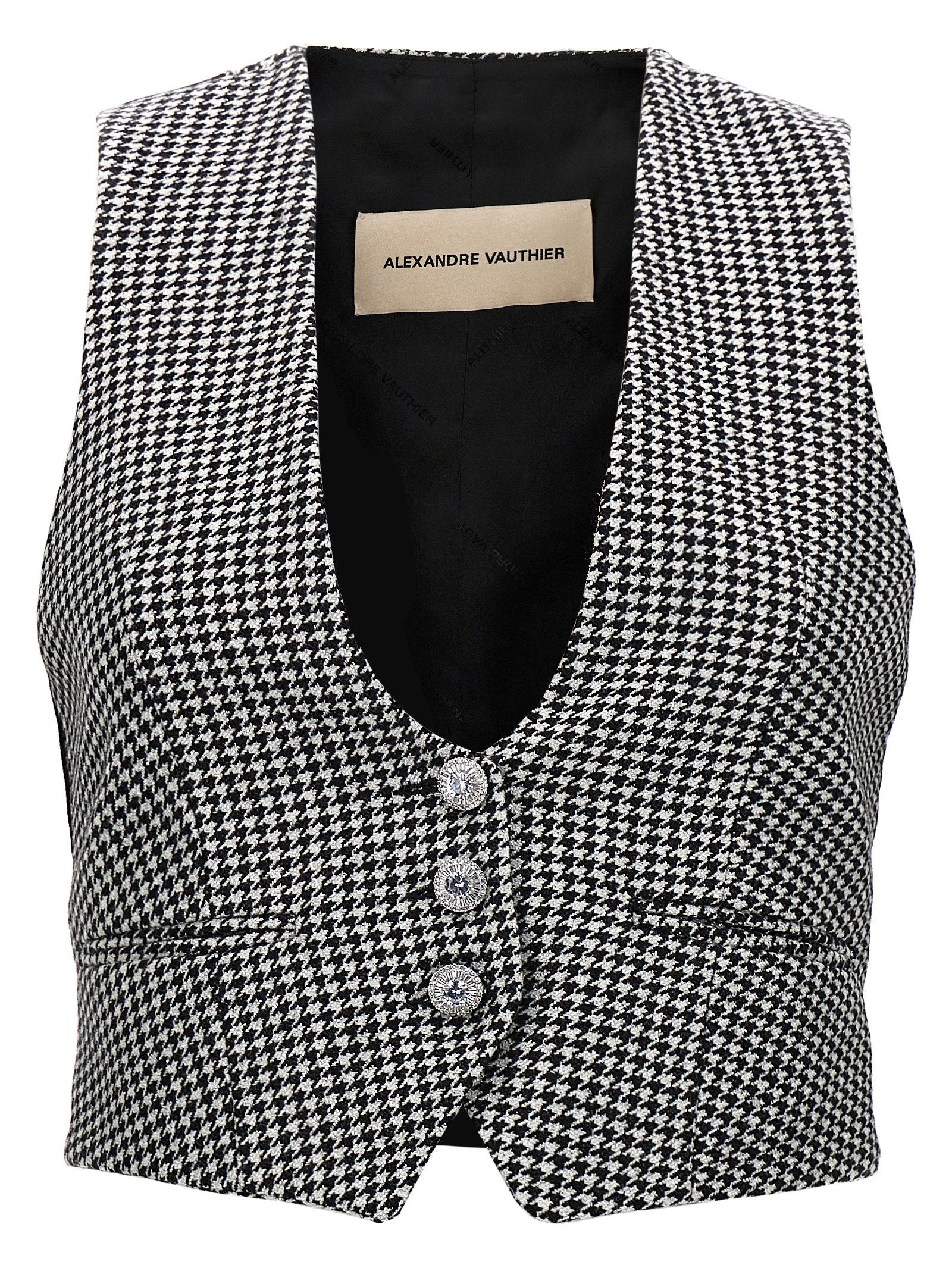 Alexandre Vauthier Houndstooth Waistcoat White/black