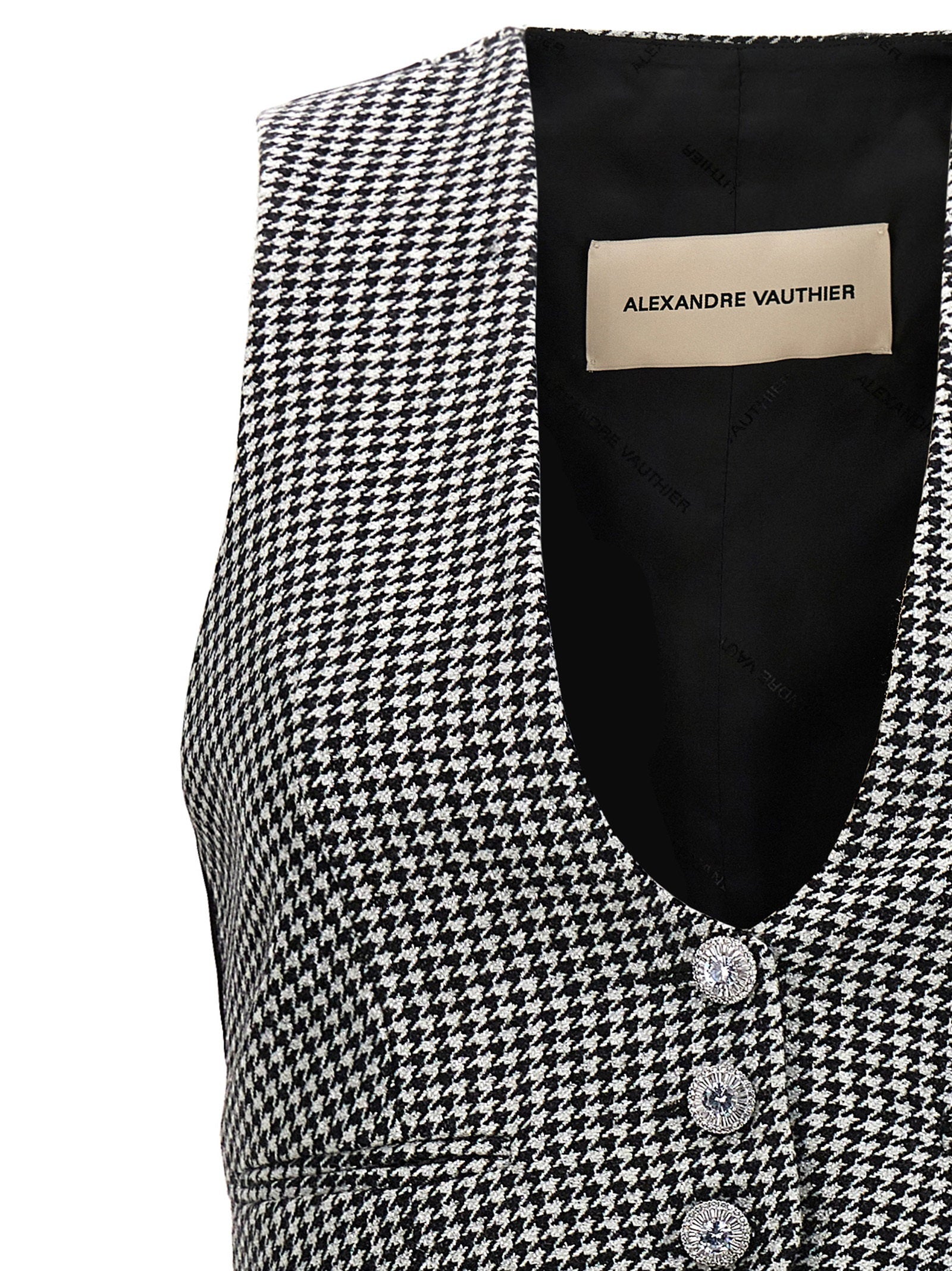 Alexandre Vauthier Houndstooth Waistcoat White/black