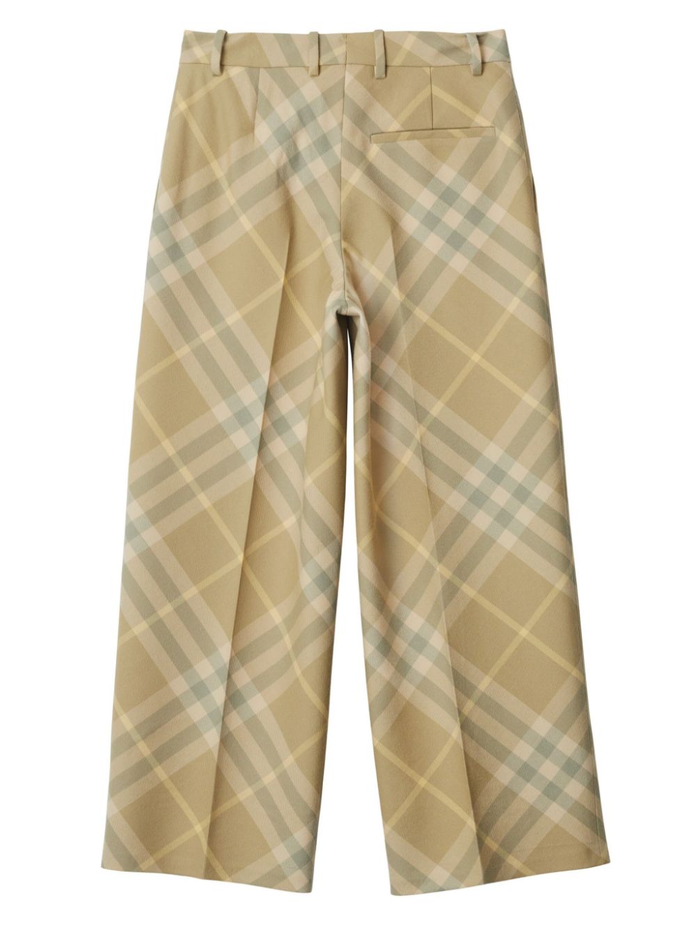 Burberry Check-Print Tailored Wool Trousers Beige