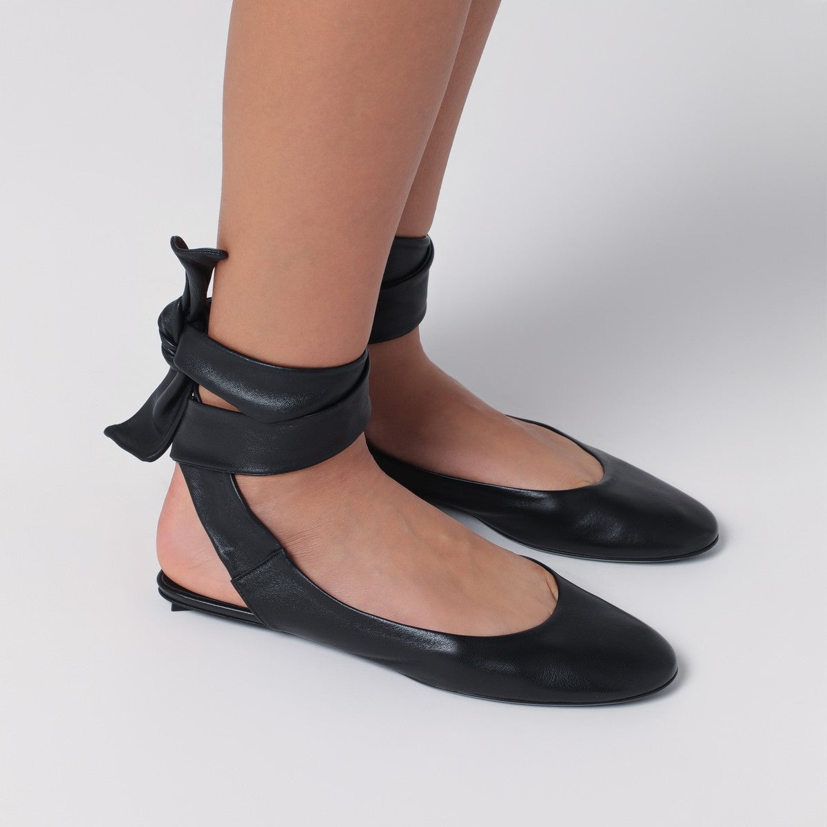 The Attico Cloe Leather Ballerinas Black
