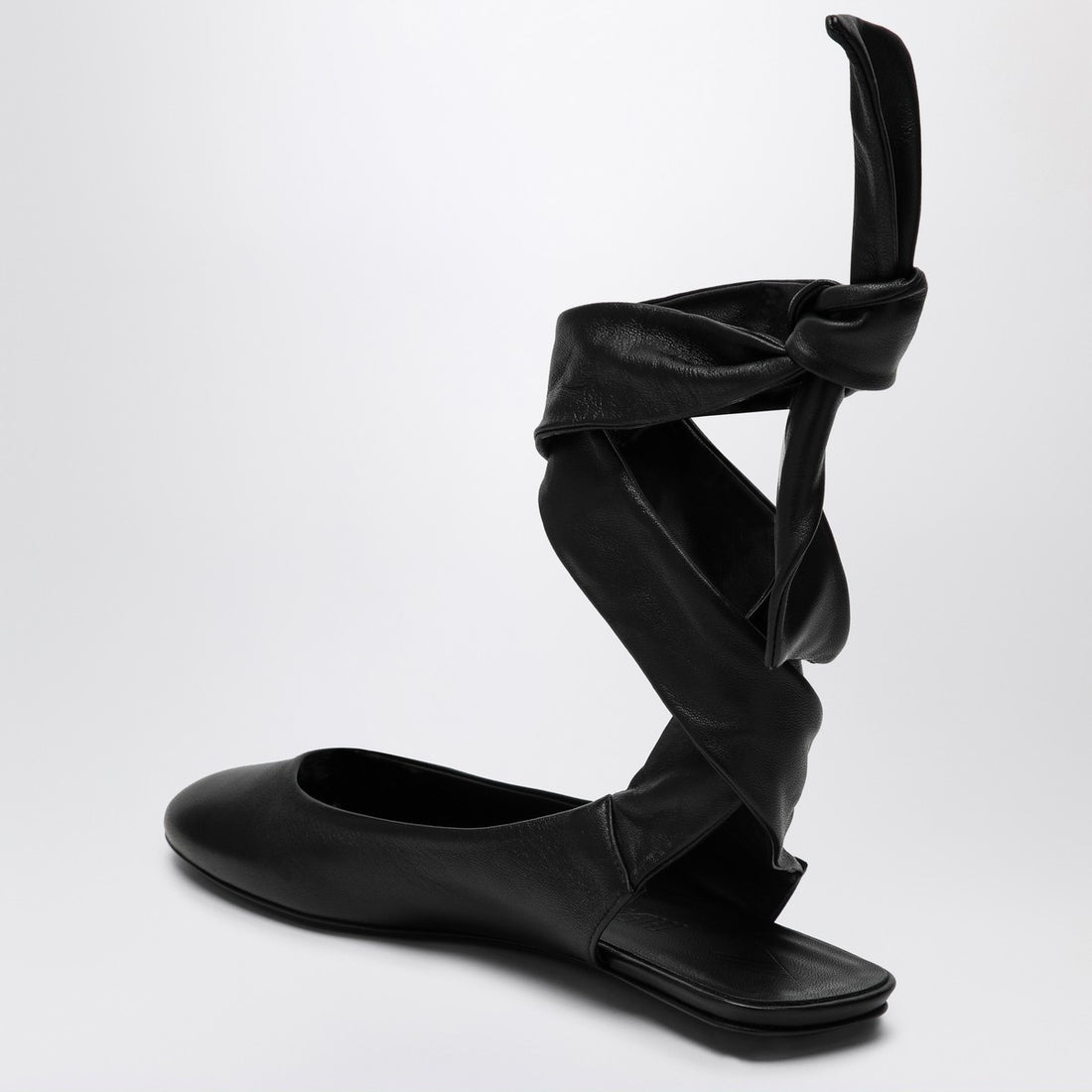 The Attico Cloe Leather Ballerinas Black