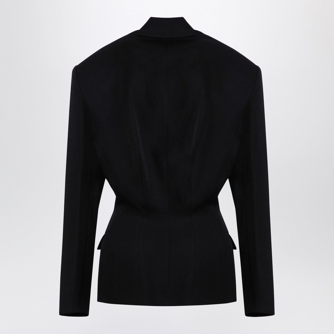 The Attico Black Wool Single-Breasted Jacket with Epaulettes Black