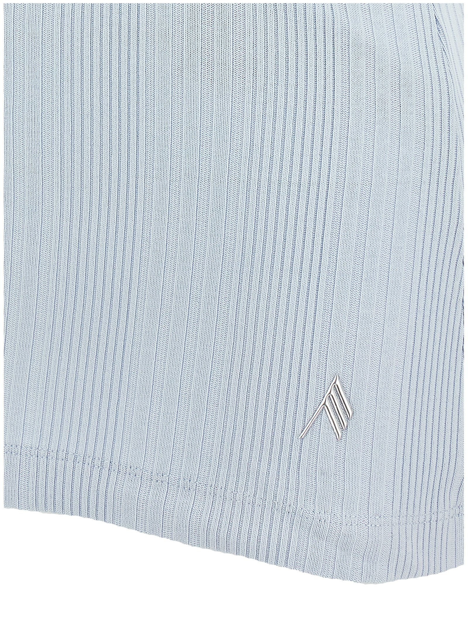 The Attico Logo Ribbed Top Light blue