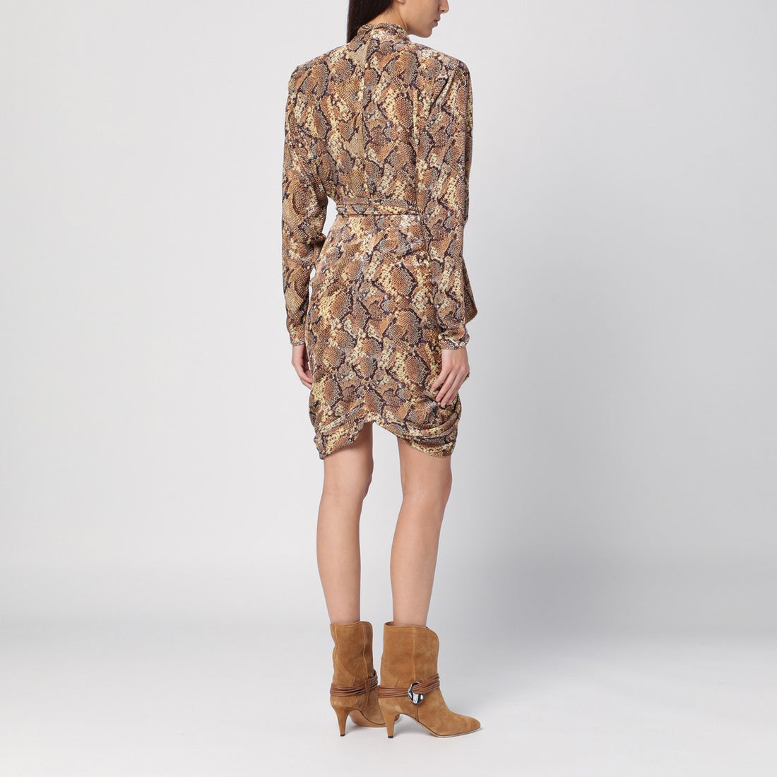 Isabel Marant Cleora Snake-Print Silk Velvet Dress Beige