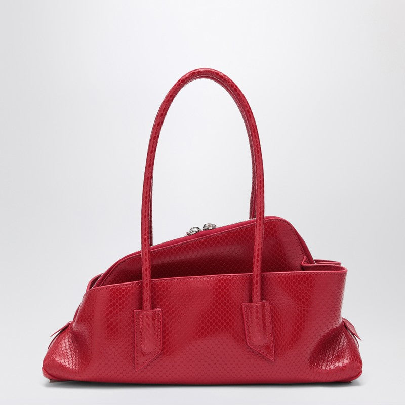 The Attico La Passeggiata Small Red Python-Print Shoulder Bag Red