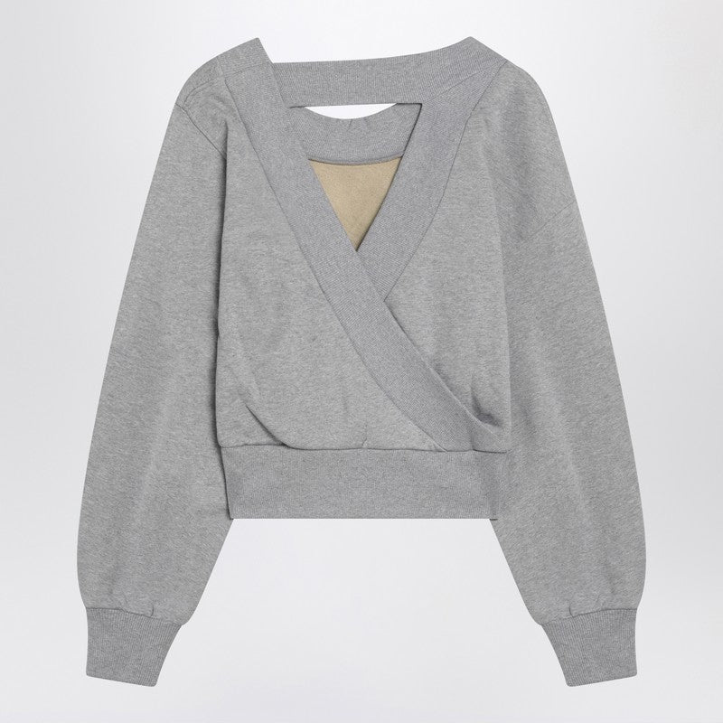 The Attico Gray Mélange and Beige Cut-Out Sweatshirt Grey