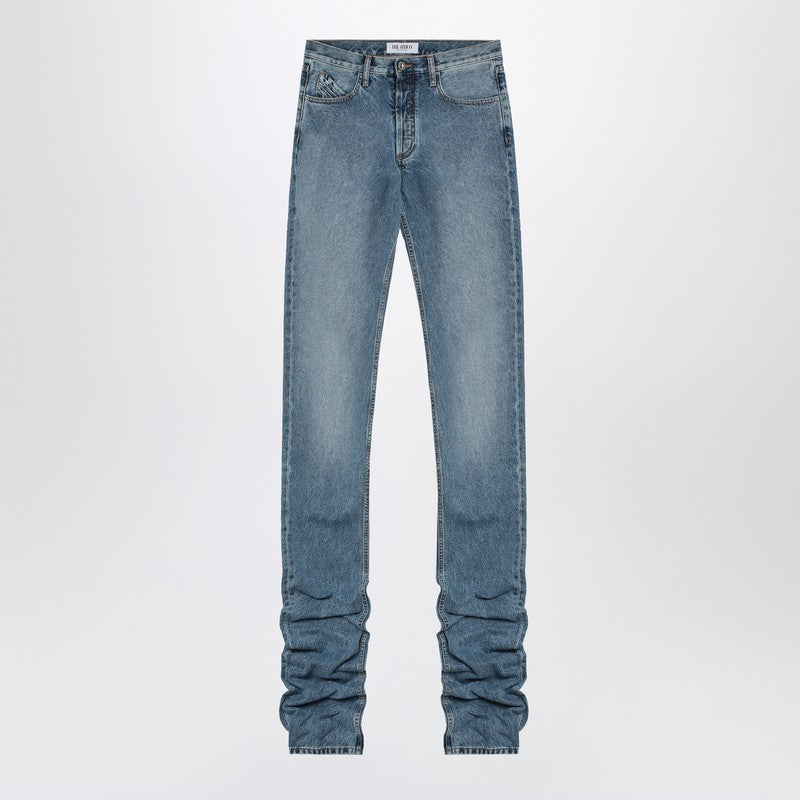 The Attico Sky Blue Extra Long Ruffled-Hem Jeans Light Blue