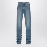 The Attico Sky Blue Extra Long Ruffled-Hem Jeans Light Blue
