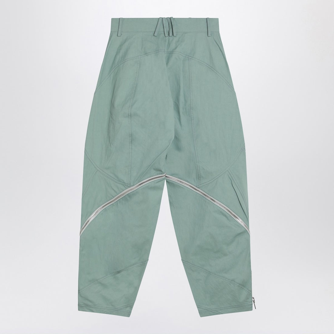 The Attico Sage Green Cotton Blend Trousers with Zipped Details Green