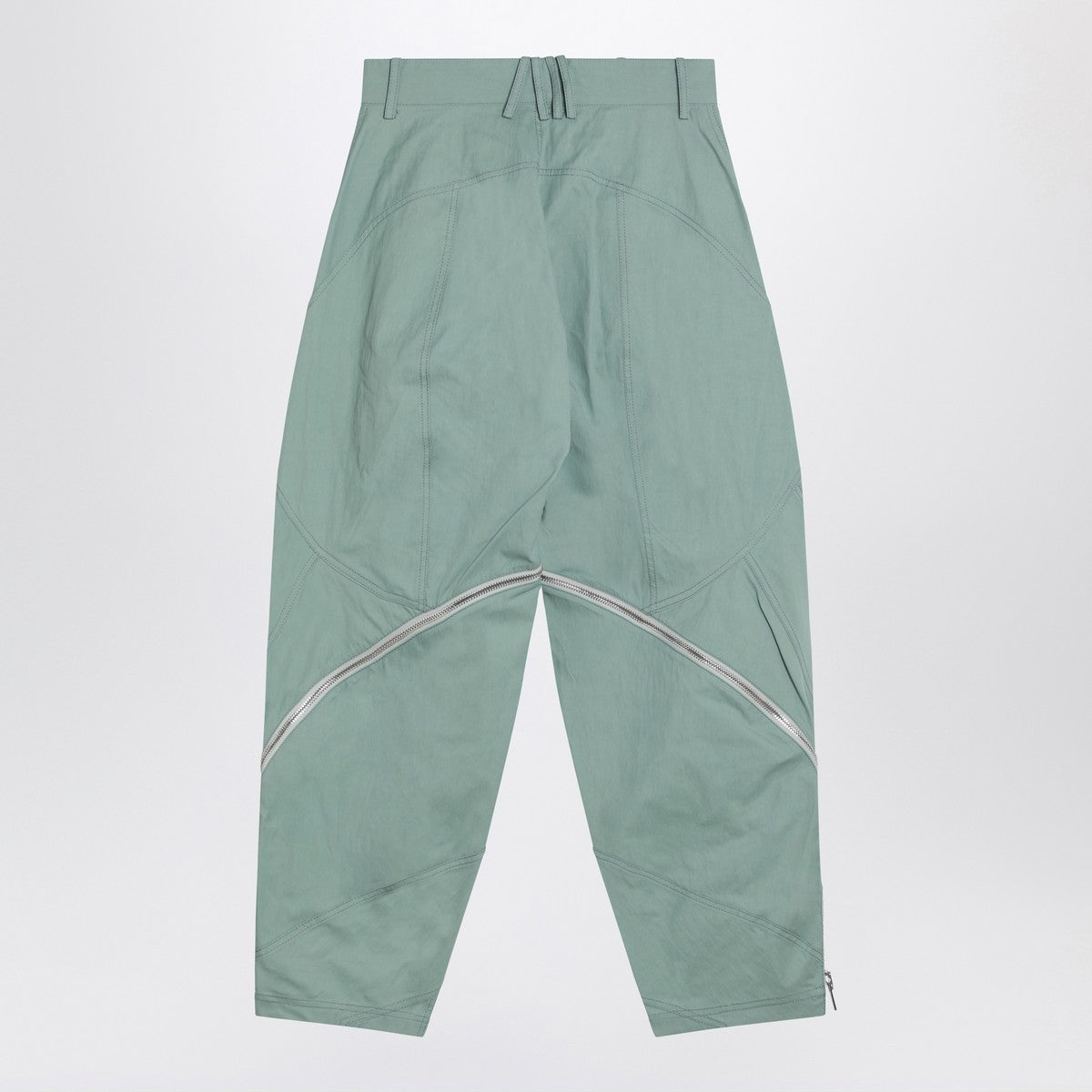 The Attico Sage Green Cotton Blend Trousers with Zipped Details Green