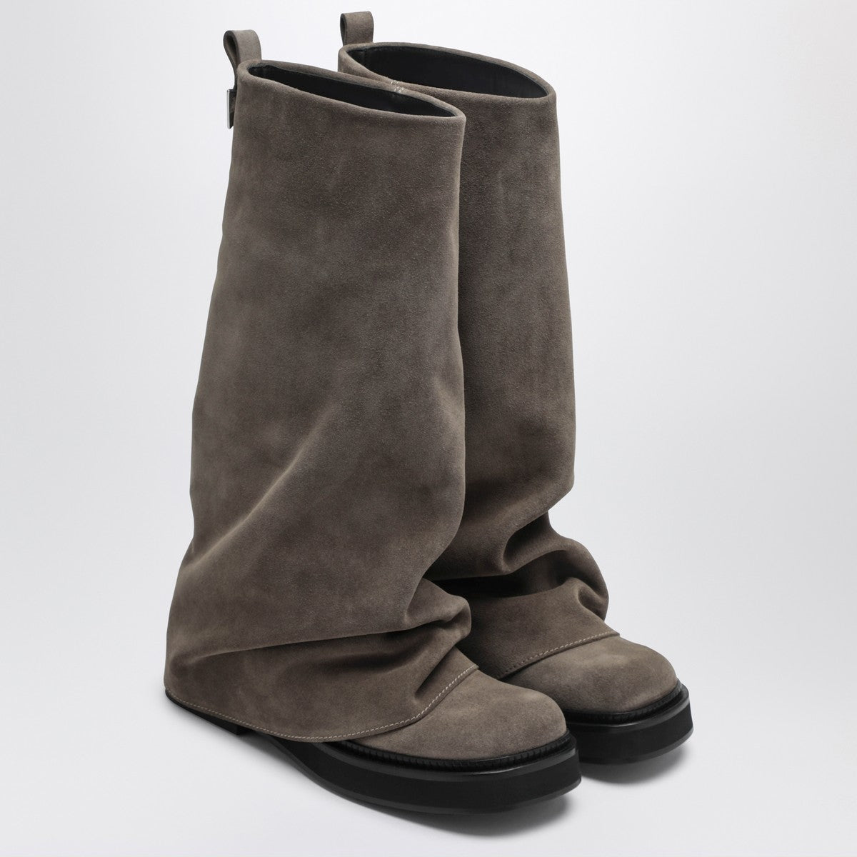 The Attico Robin Suede Combat Boots Taupe Beige