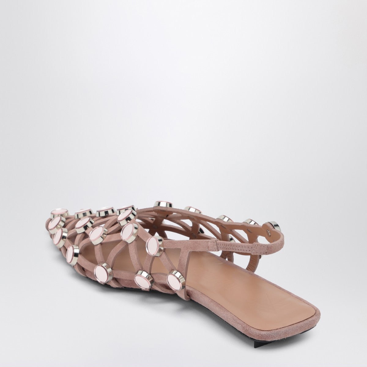 The Attico Pointed Suede Grid Ballerina Beige