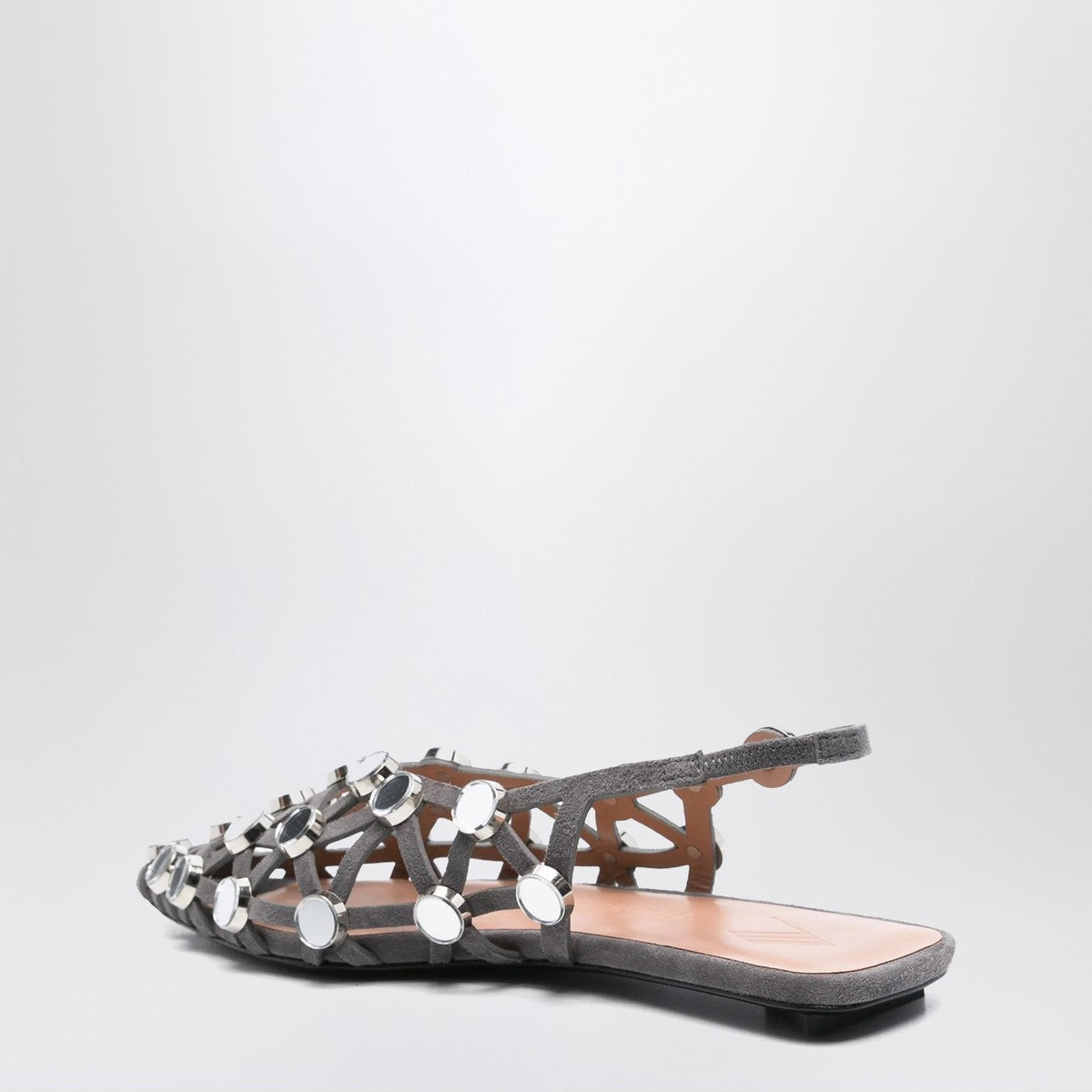The Attico Pointed Grid Strappy Ballerina Grey