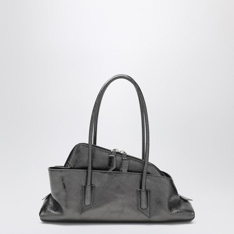 The Attico La Passeggiata Small Laminated Leather Bag in Dark Grey grey
