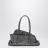 The Attico La Passeggiata Small Laminated Leather Bag in Dark Grey grey