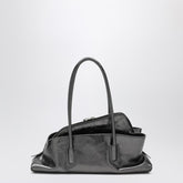 The Attico La Passeggiata Small Laminated Leather Bag in Dark Grey grey