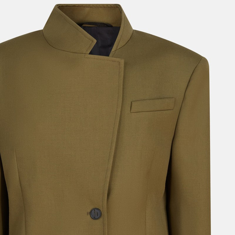 The Attico Asymmetric Military Green Wool Jacket Green