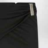 The Attico Black Wool Mini Skirt with Metal Clasp and Front Slit Black