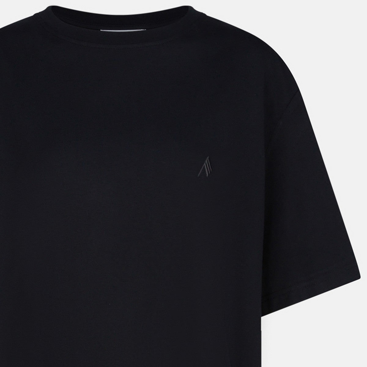 The Attico Black Cotton T-Shirt with Embroidered Logo Black