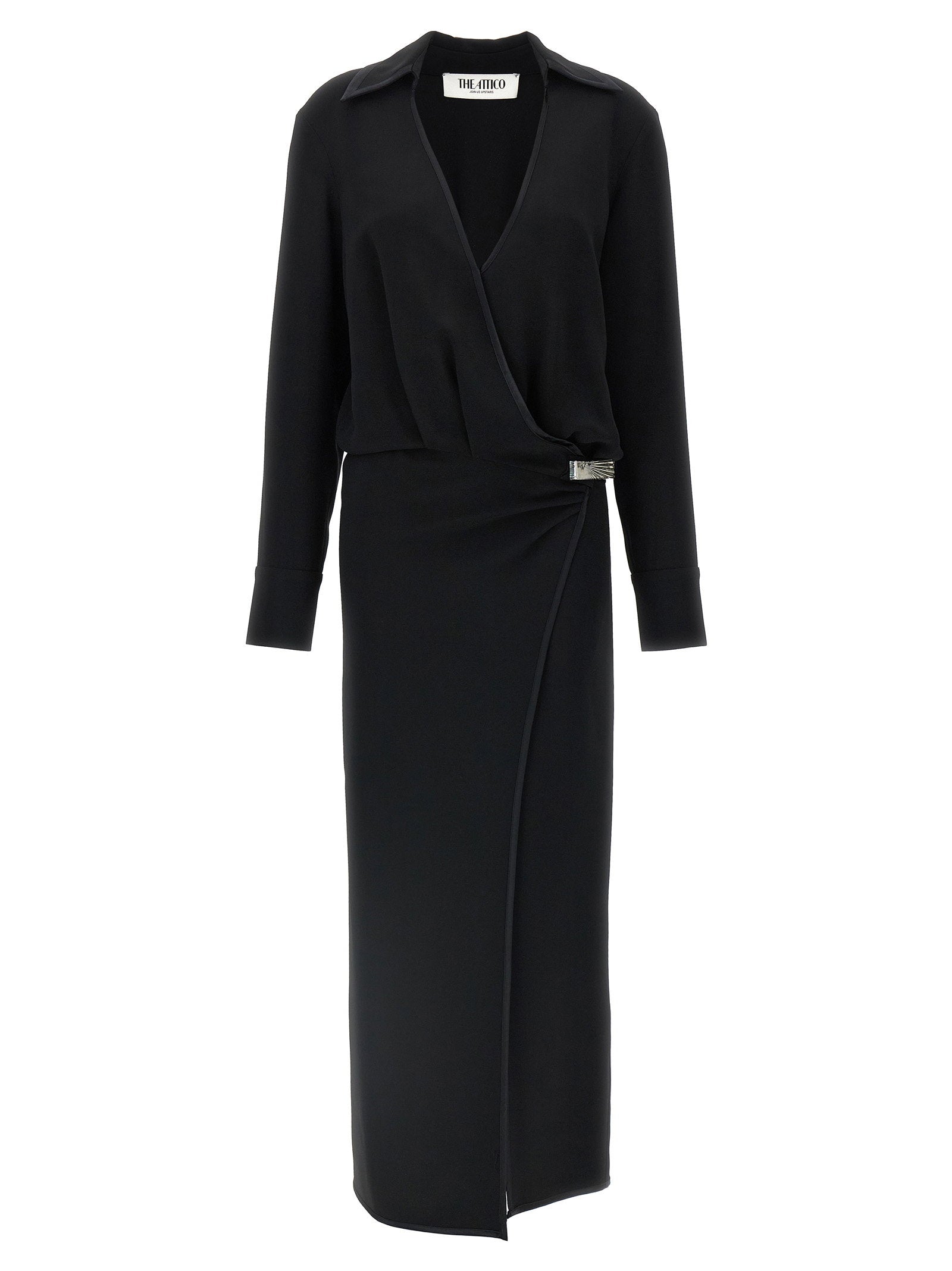 The Attico Wrap Dress Black
