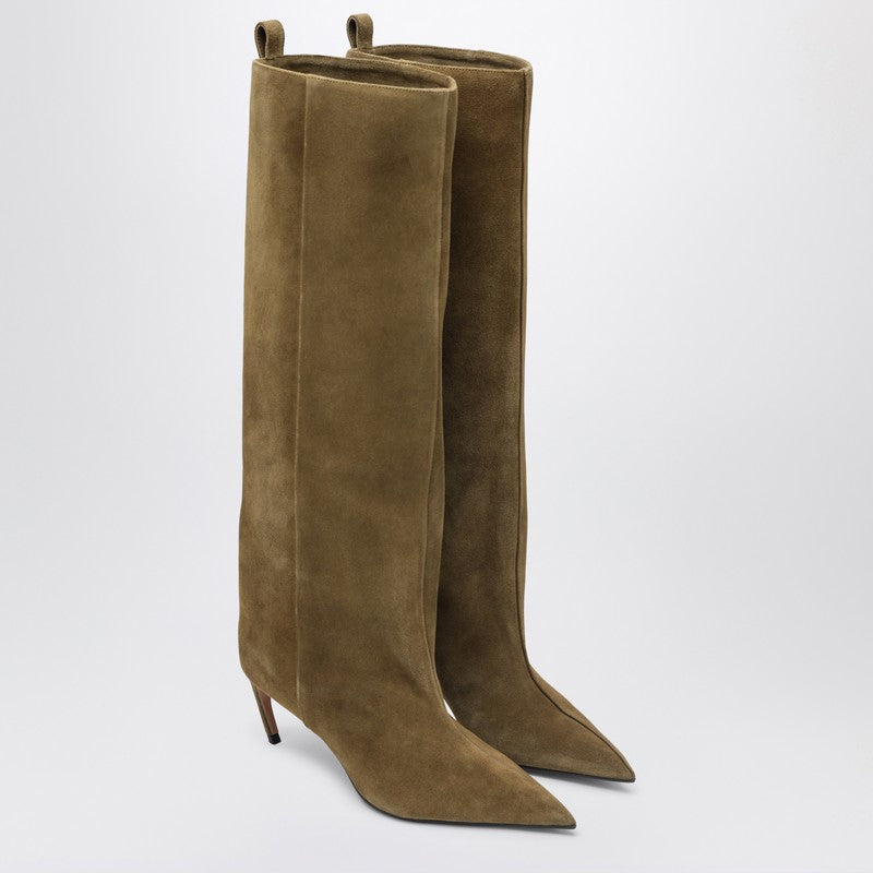 The Attico Lea Military Green Suede High Boots Green
