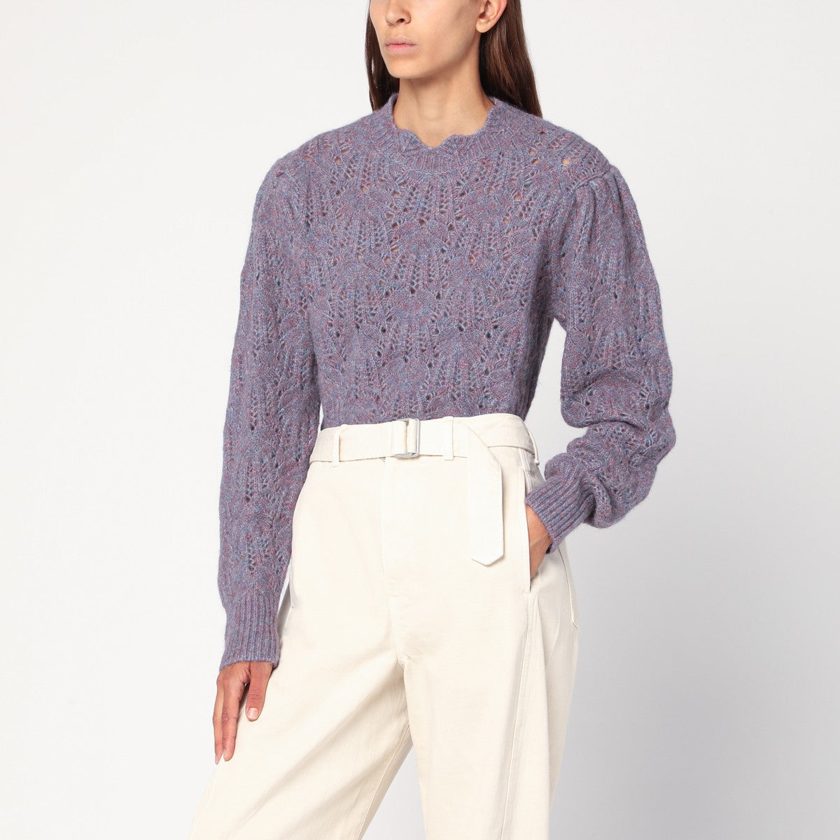 ISABEL MARANT Étoile Blue-Violet Openwork Alpaca-Blend Sweater Blue