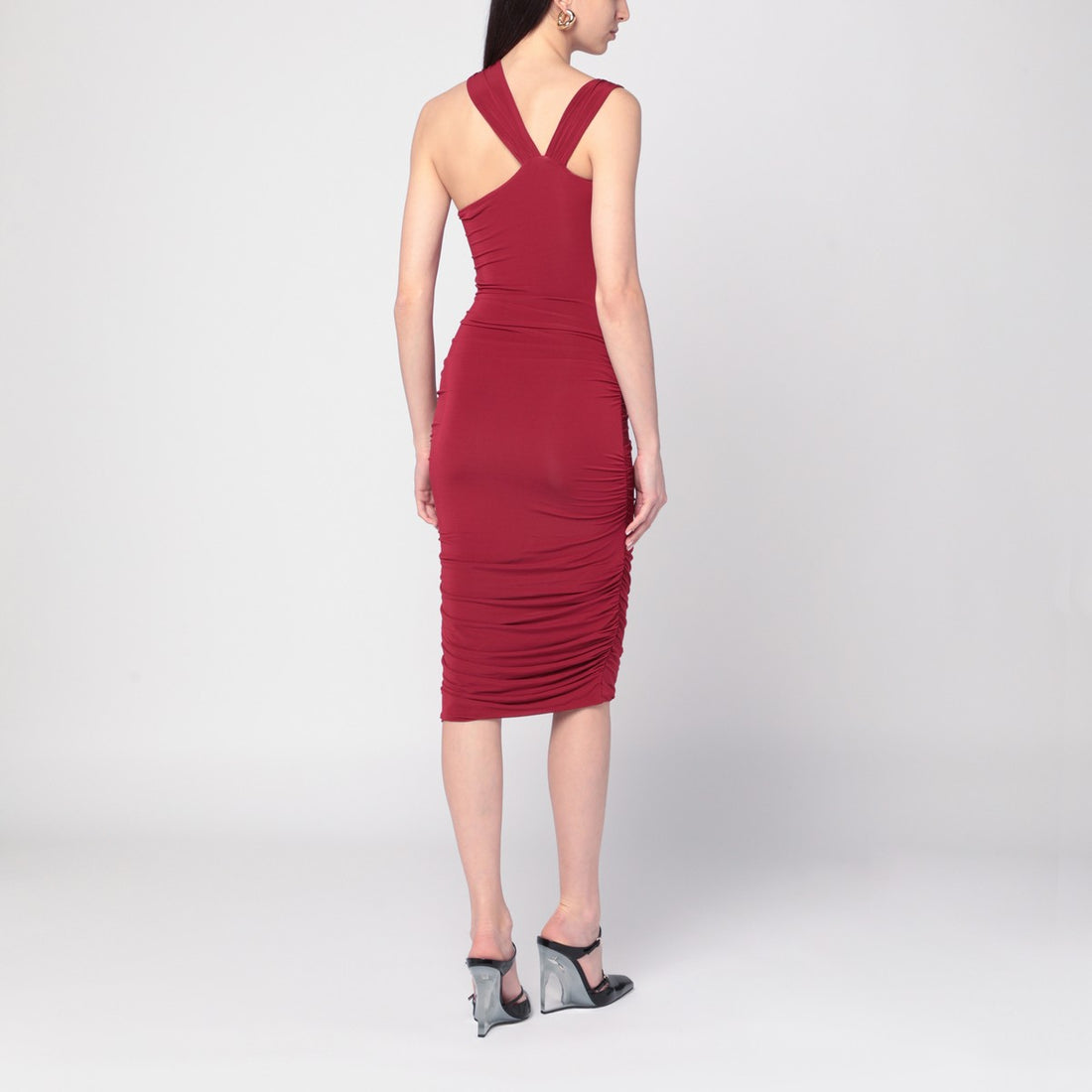 Isabel Marant One-shoulder Ethel dress in light burgundy red
