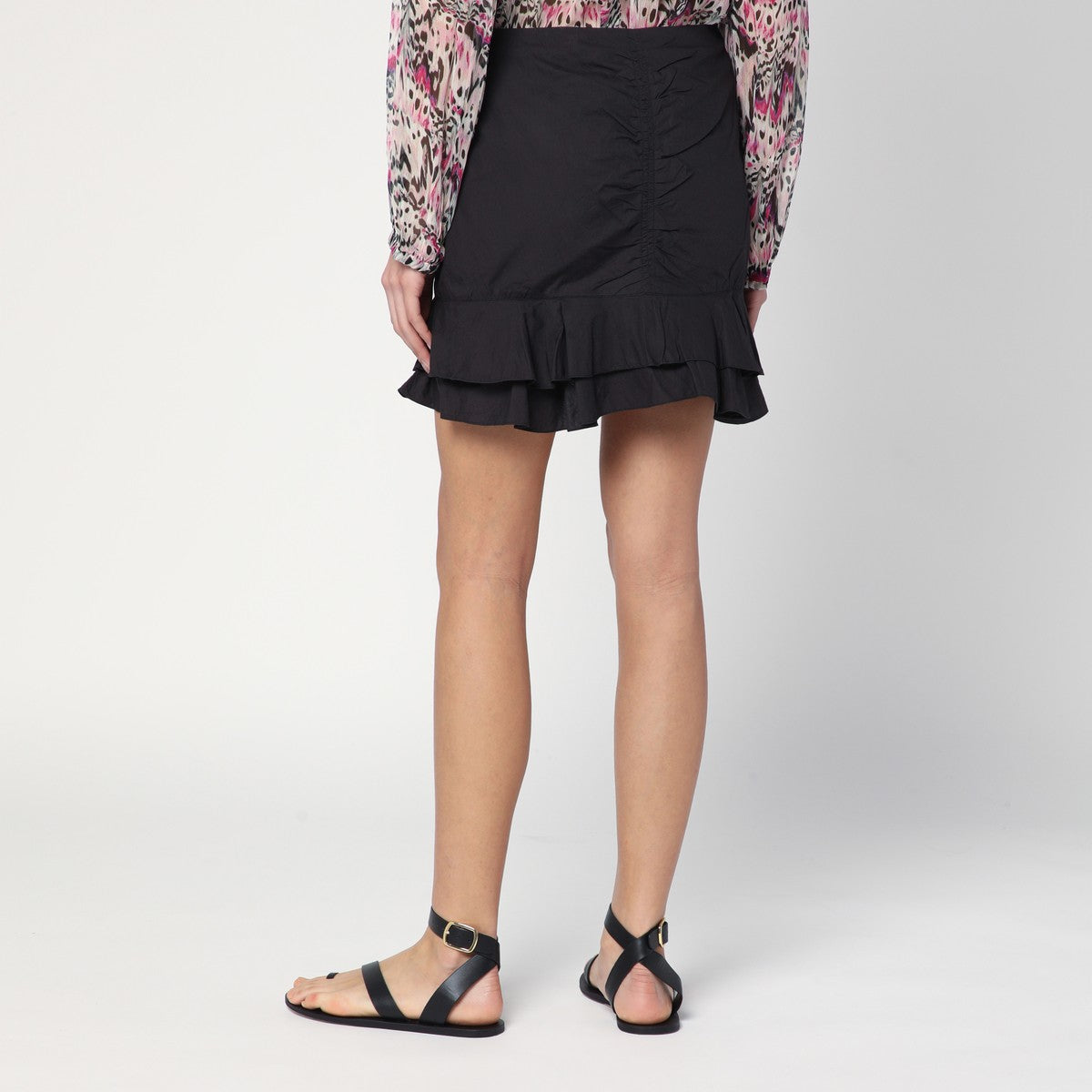 ISABEL MARANT Étoile Breenea cotton mini skirt with ruffled hem black
