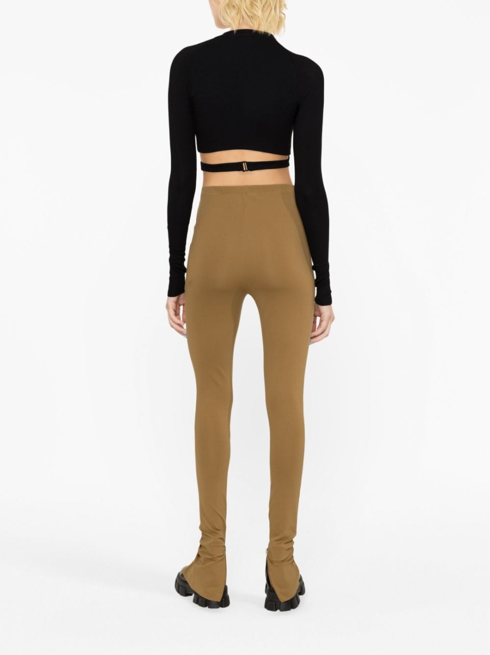 Wardrobe.Nyc High-Waisted Ankle-Zip Leggings Camel camel