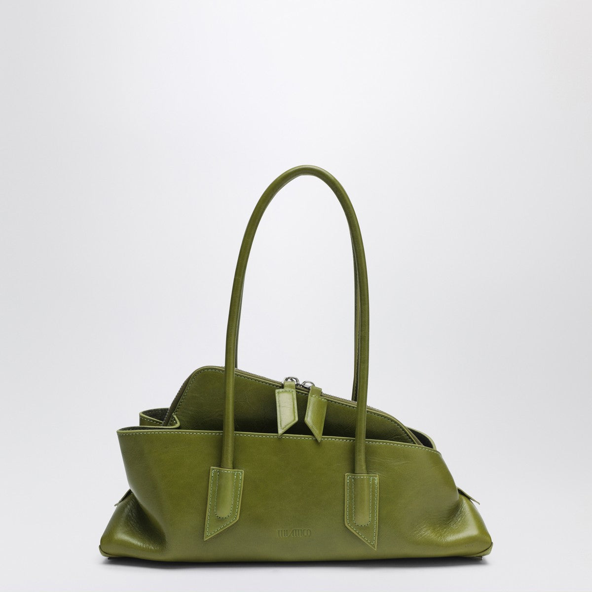 The Attico La Passeggiata Small Olive Green Leather Shoulder Bag Green