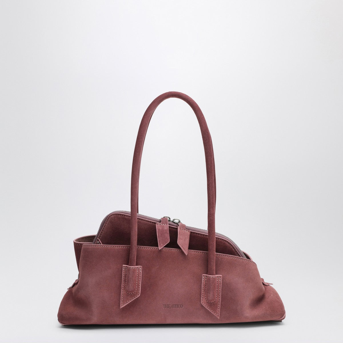 The Attico La Passeggiata Small Pink Suede Shoulder Bag Pink