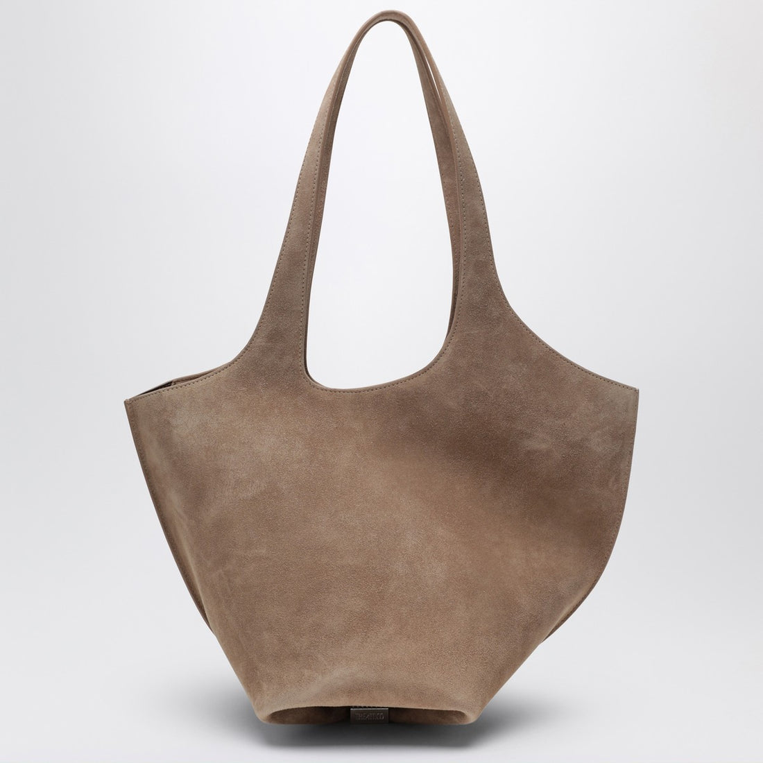 The Attico La Scoop medium suede shoulder bag beige