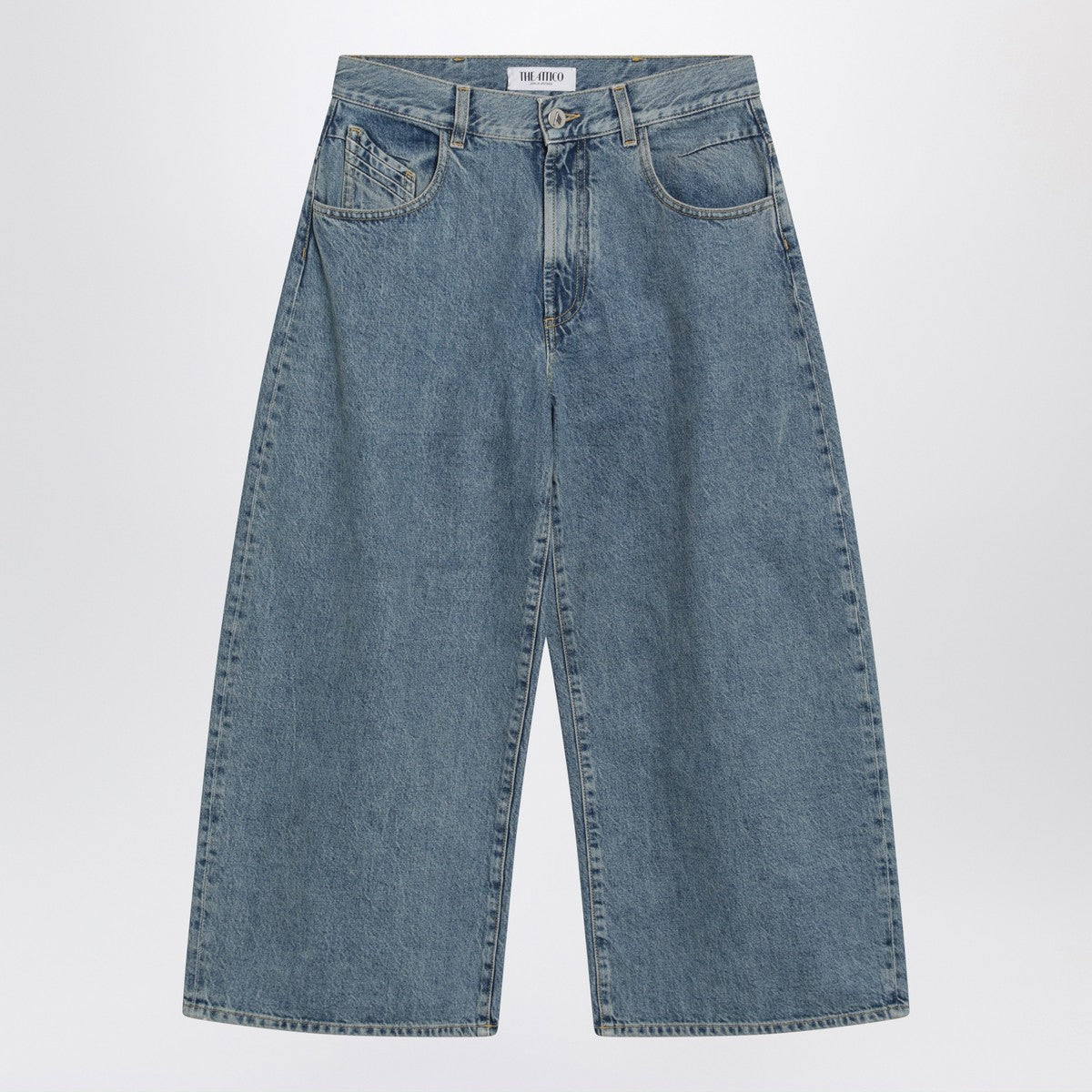 The Attico Cropped Denim Jeans Blue