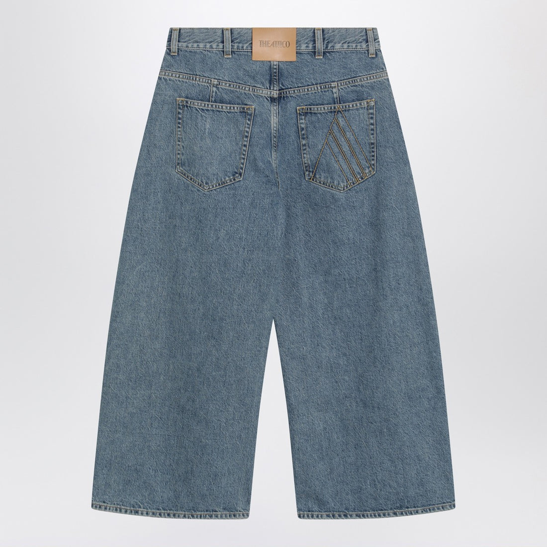 The Attico Cropped Denim Jeans Blue