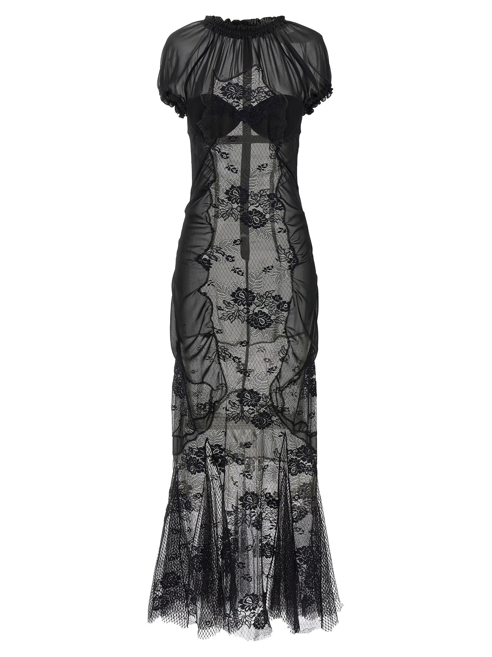The Attico Lace Tulle Dress Black