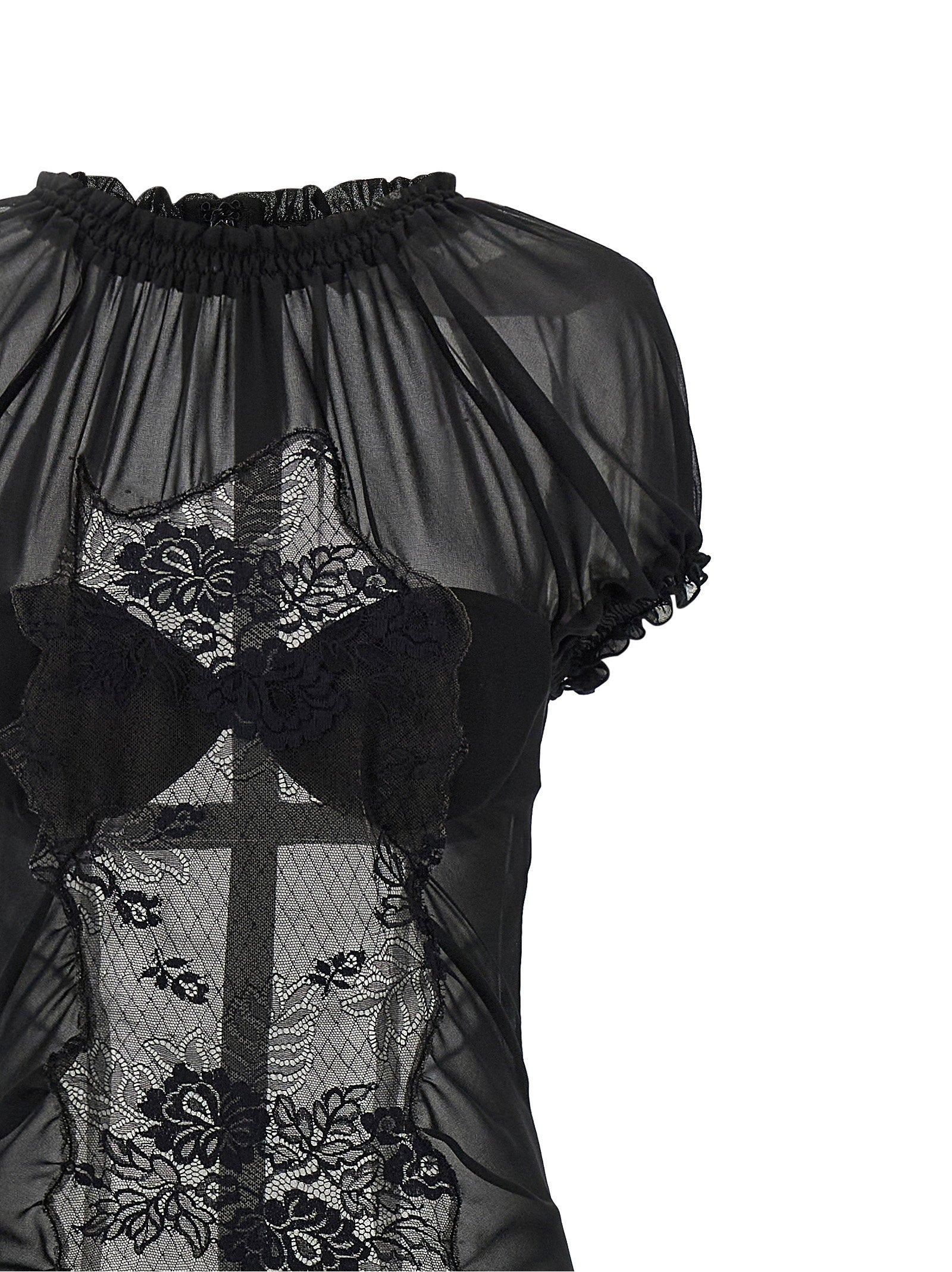 The Attico Lace Tulle Dress Black