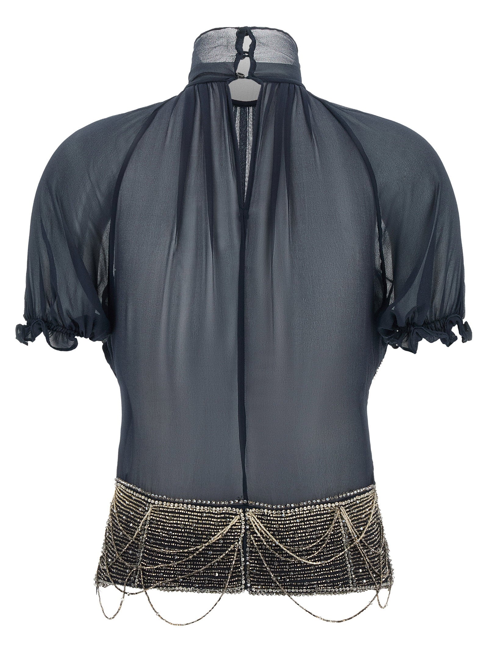 The Attico Jewel Embroidery Top Blue