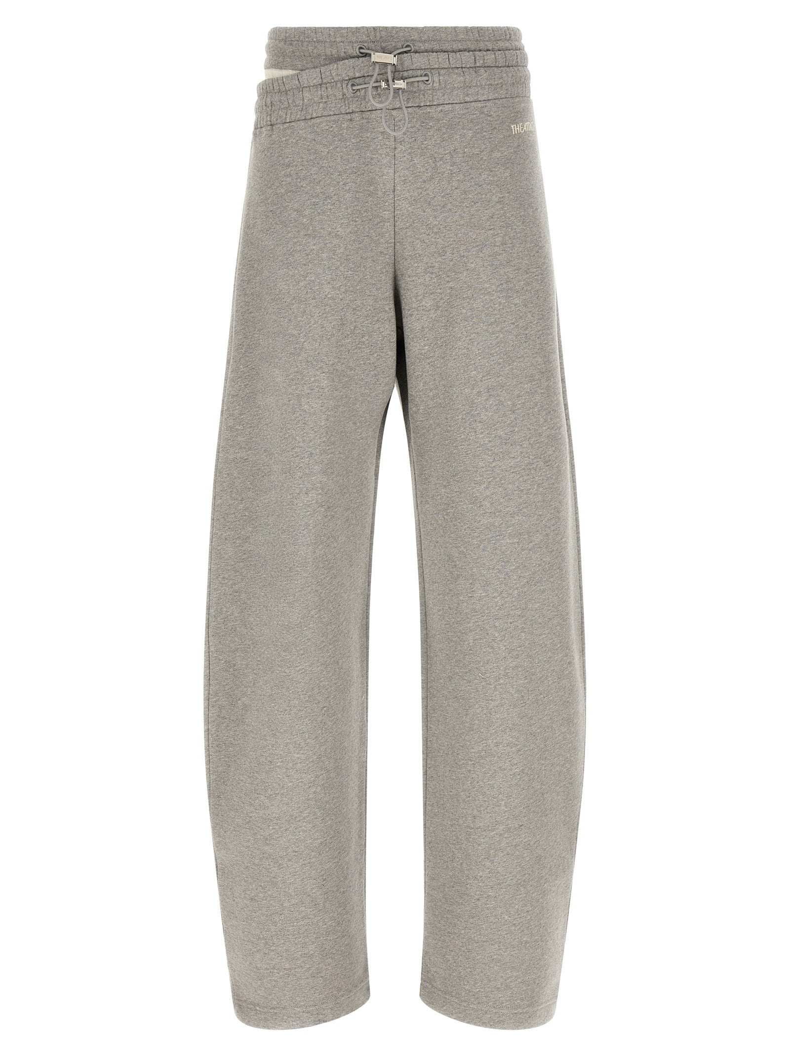 The Attico Asymmetrical Double Waist Trousers Gray