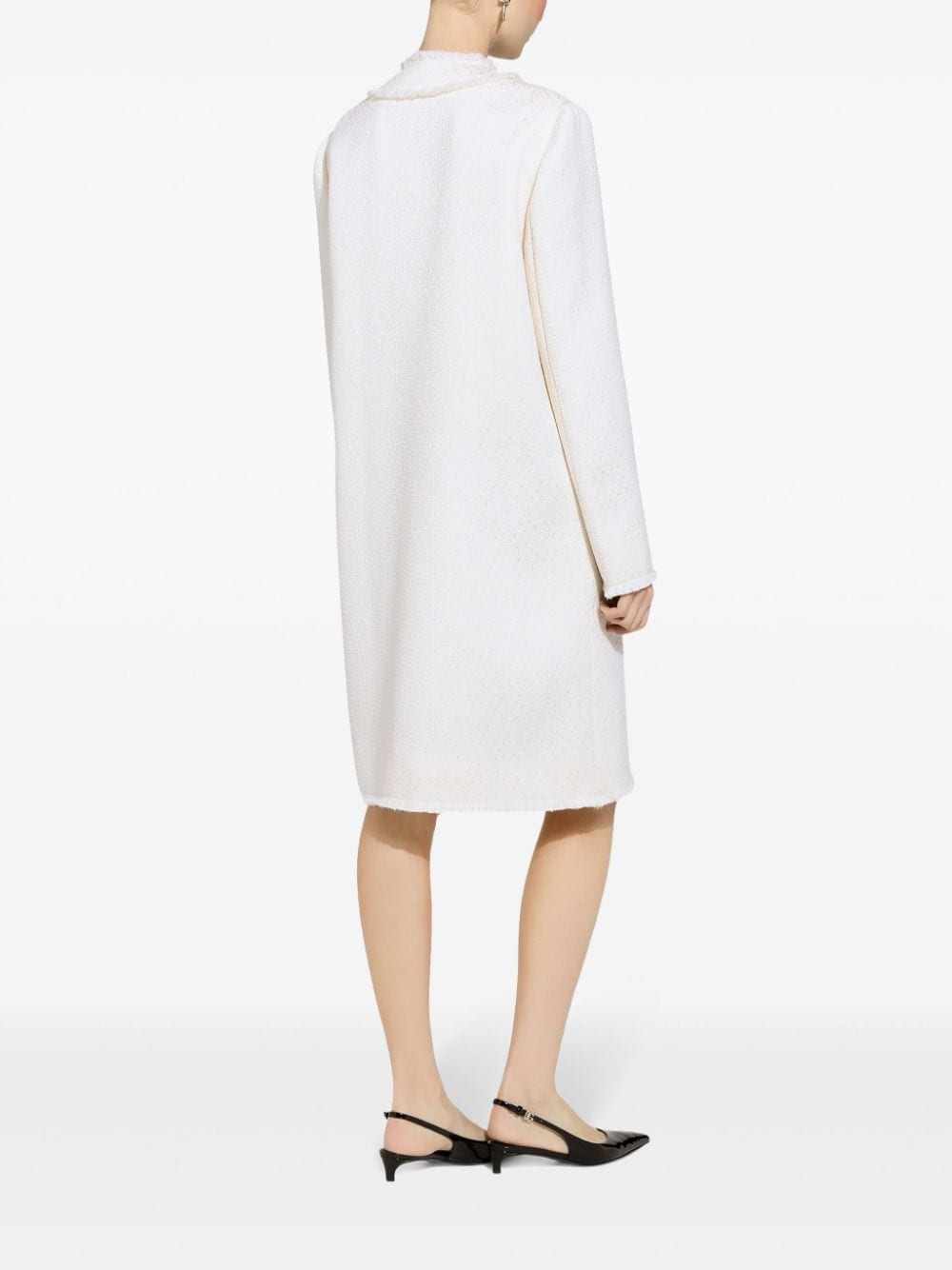 Dolce & Gabbana Single-Breasted Tweed Coat White