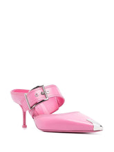 Alexander McQueen 75mm Metallic Toe-Cap Leather Mules Pink